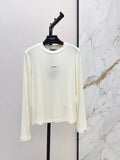 Cropped Label Basic Long Sleeve Tee