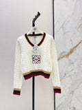 V-neck Cable Knit Sweater