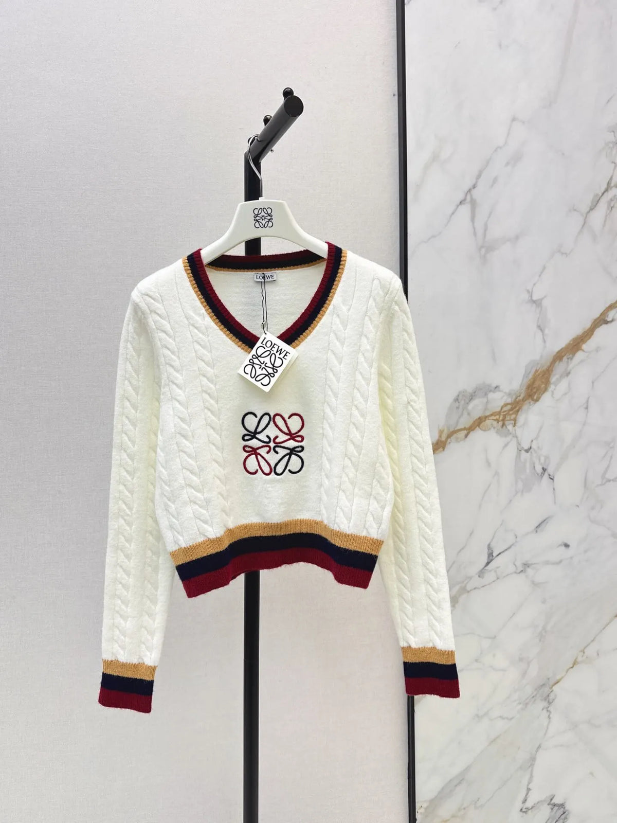 V-neck Cable Knit Sweater