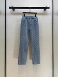 Rhombus Pattern Denim Pants