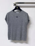 Rib Knit Cap Sleeve Crew Neck Top