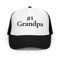 #1 Grandpa Embroidered Foam Trucker Hat Black