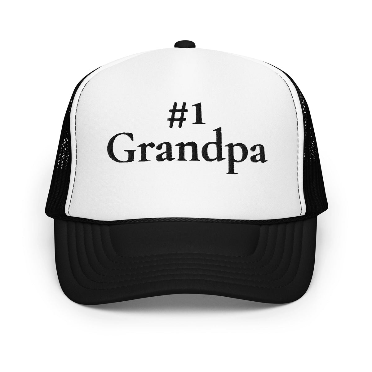 #1 Grandpa Embroidered Foam Trucker Hat Black