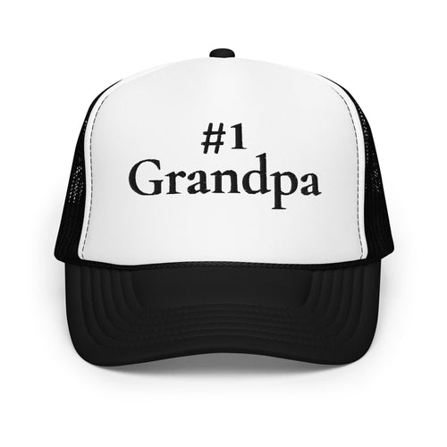 #1 Grandpa Embroidered Foam Trucker Hat Black