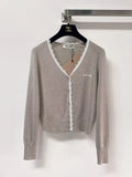 Minimalist Lace Trim Cardigan