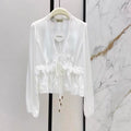 Chest Tie V-Neck Lace Blouse