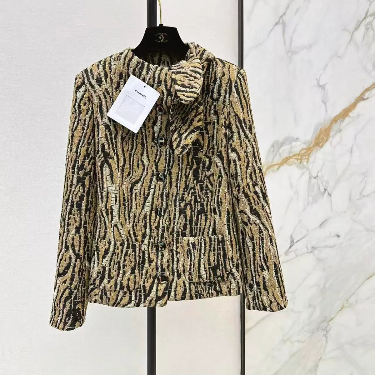 Woven Textured Leopard Jacket