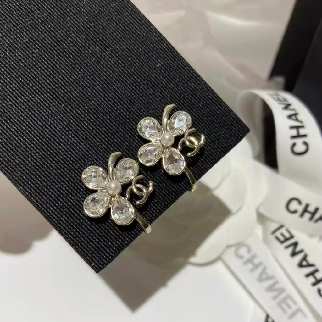 Crystal Four-Leaf Clover Stud Earrings