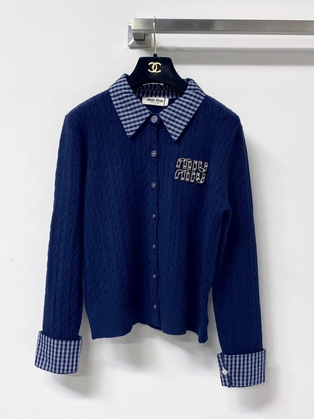 Scallop Neck Hollow Panel Rib Knit Top