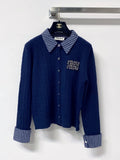 Scallop Neck Hollow Panel Rib Knit Top