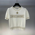 Star and Letter Embroidered Knitted Short Sleeve