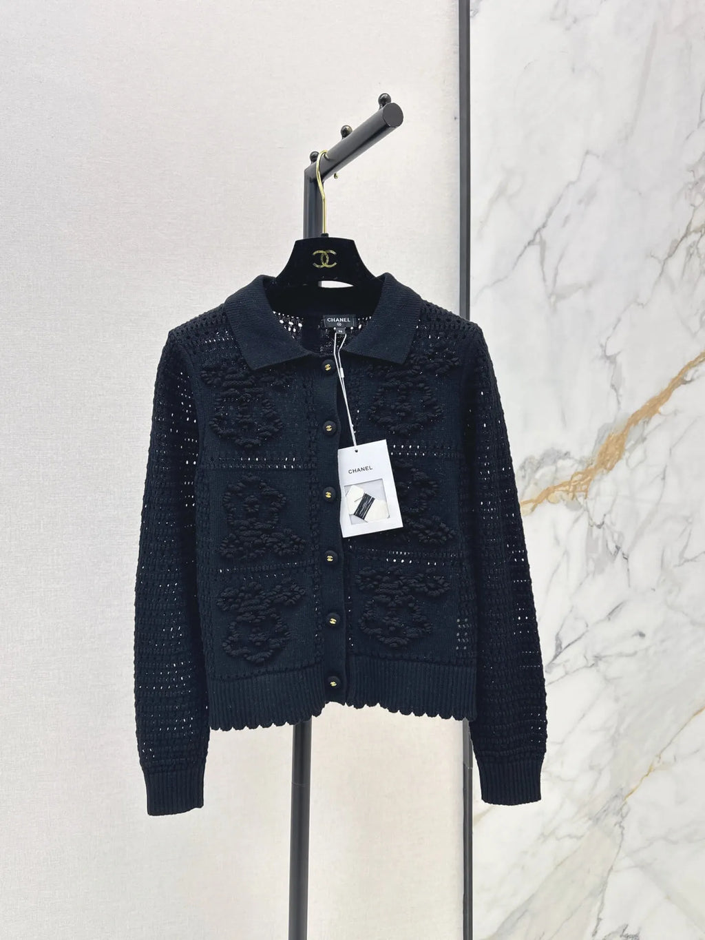 Hollow Embroidery Knit Cardigan