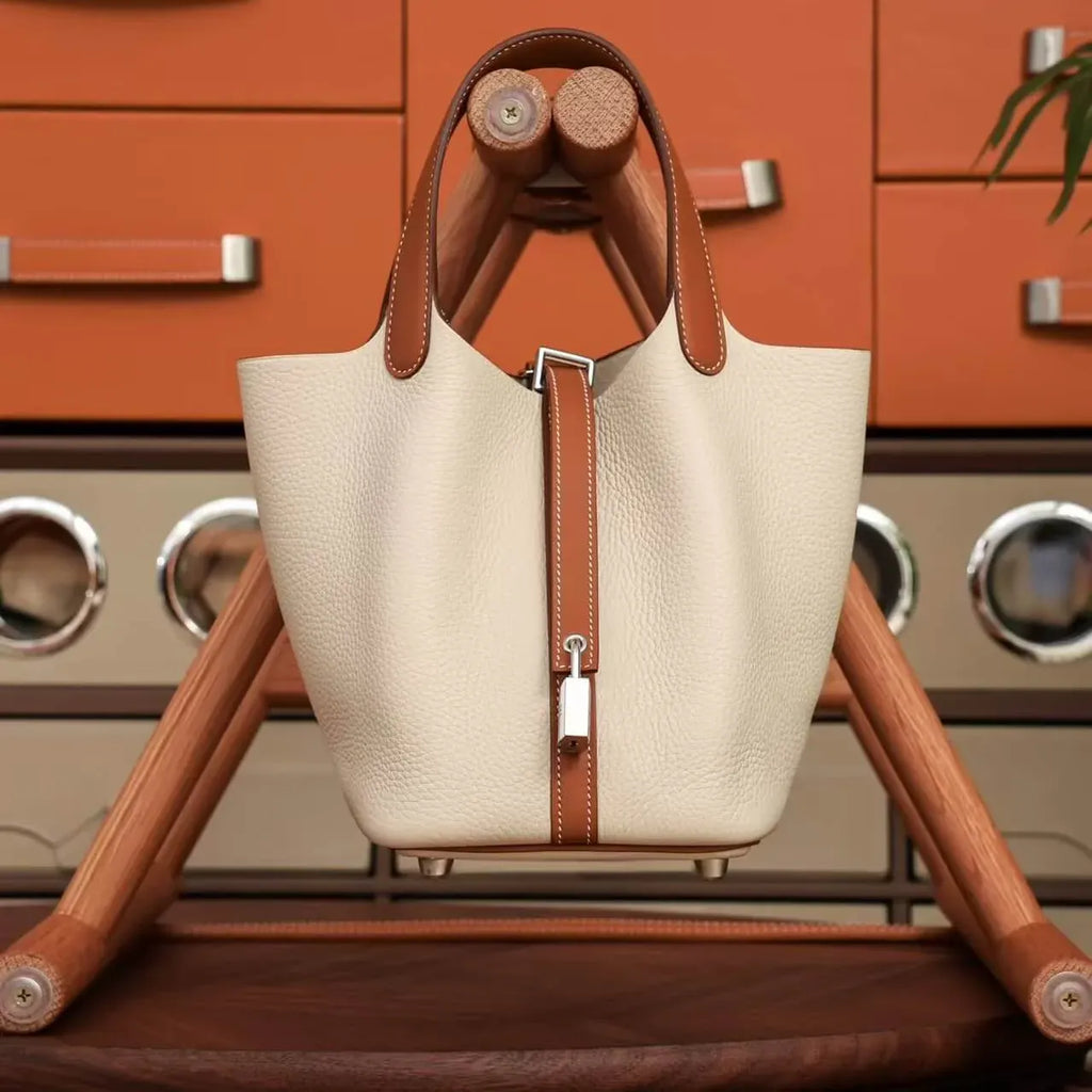 Minimalist Leather Basket Handbag