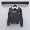 Contrast Collar Striped Knit Top