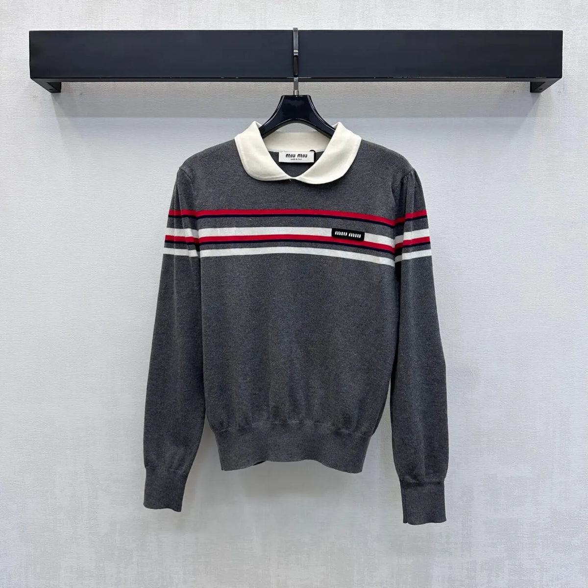Contrast Collar Striped Knit Top