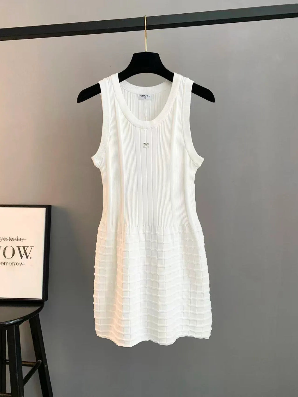 Vertical Plaid Paneled Tank Dress