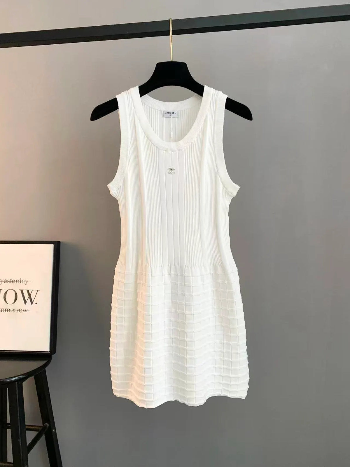 Vertical Plaid Paneled Tank Dress