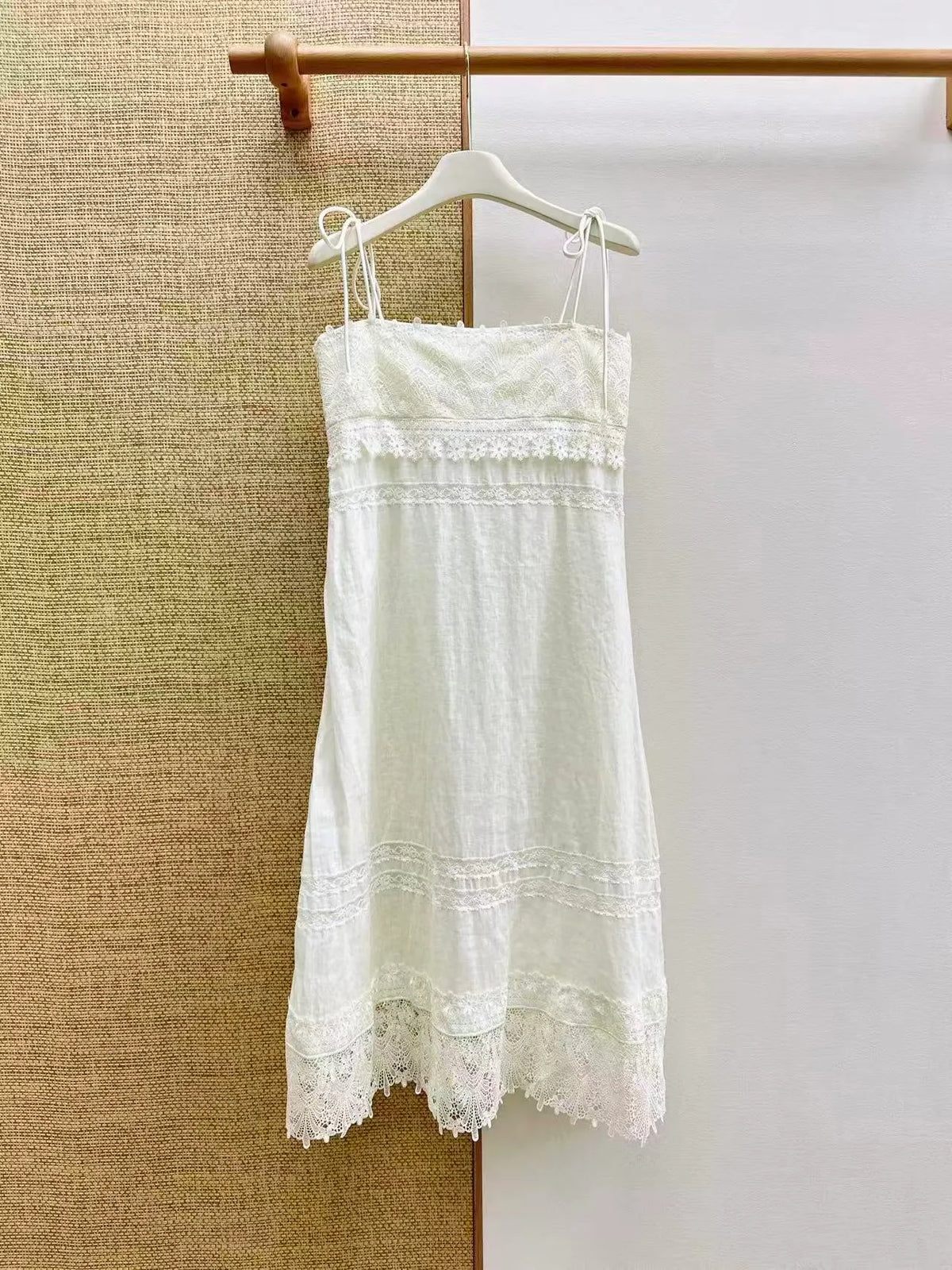 Cottagecore Lace Tie Strap Dress