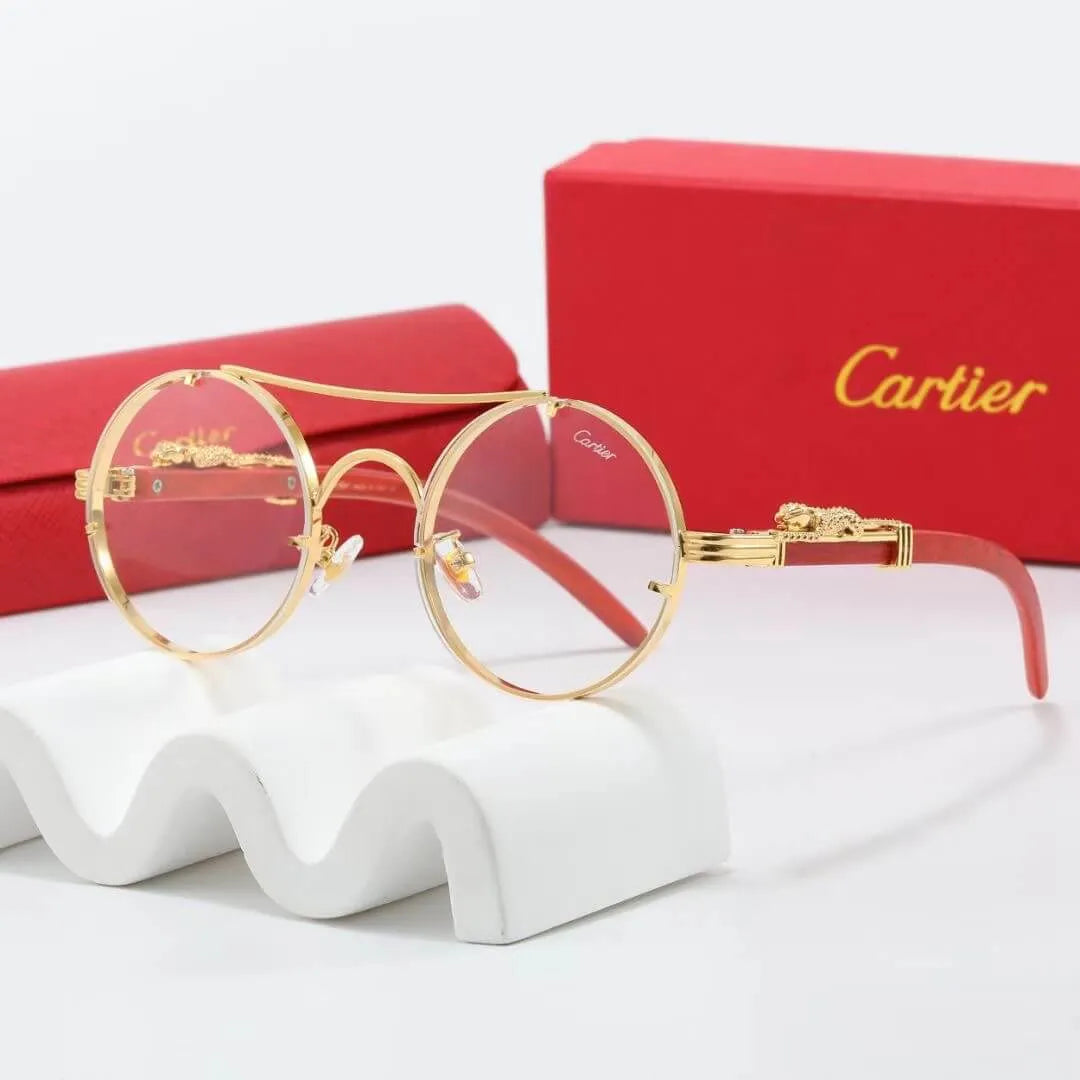 Retro Round Gold Leopard Frame Sunglasses