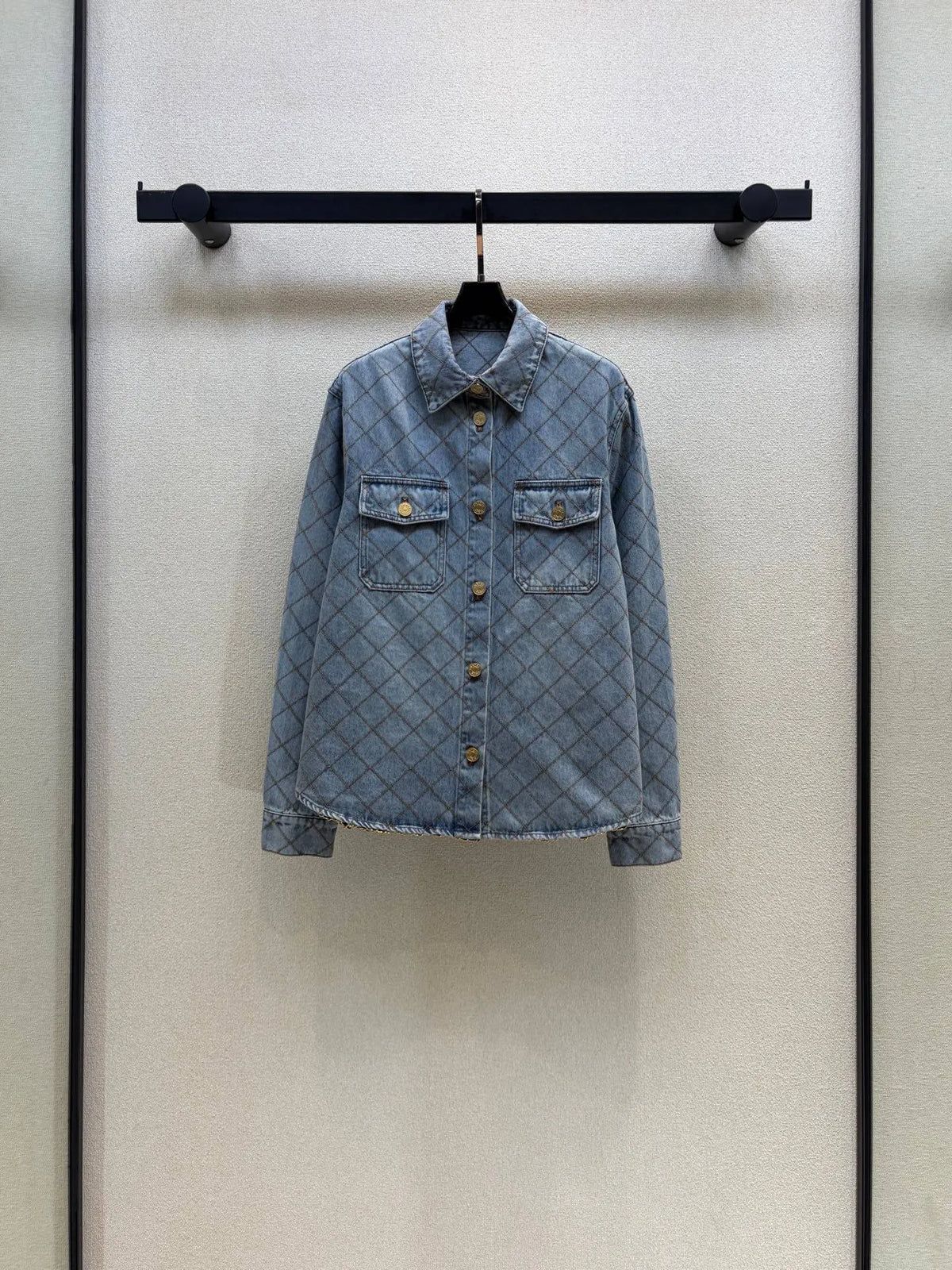 Diamond Stitch Denim Shirt Jacket