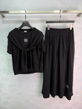 Tie Shawl Knit Two-Piece Set