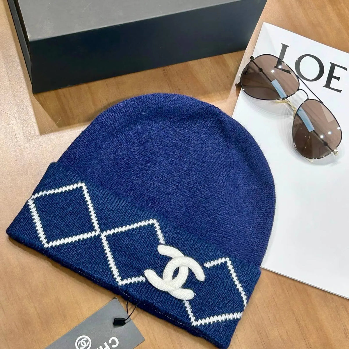 Diamond Pattern Knit Hat