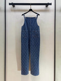 Rhombus Stitch Wide Leg Overalls