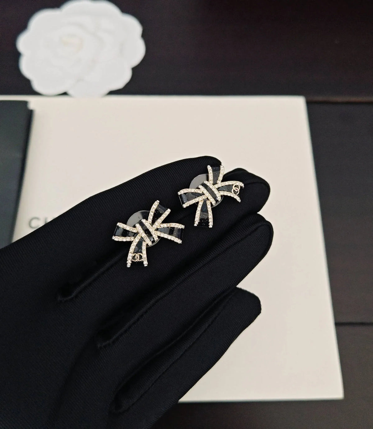 Diamond Bow Stud Earrings
