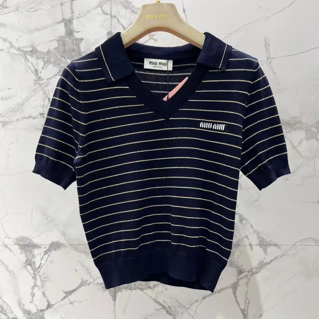 Color-Block Stripe Knit Top