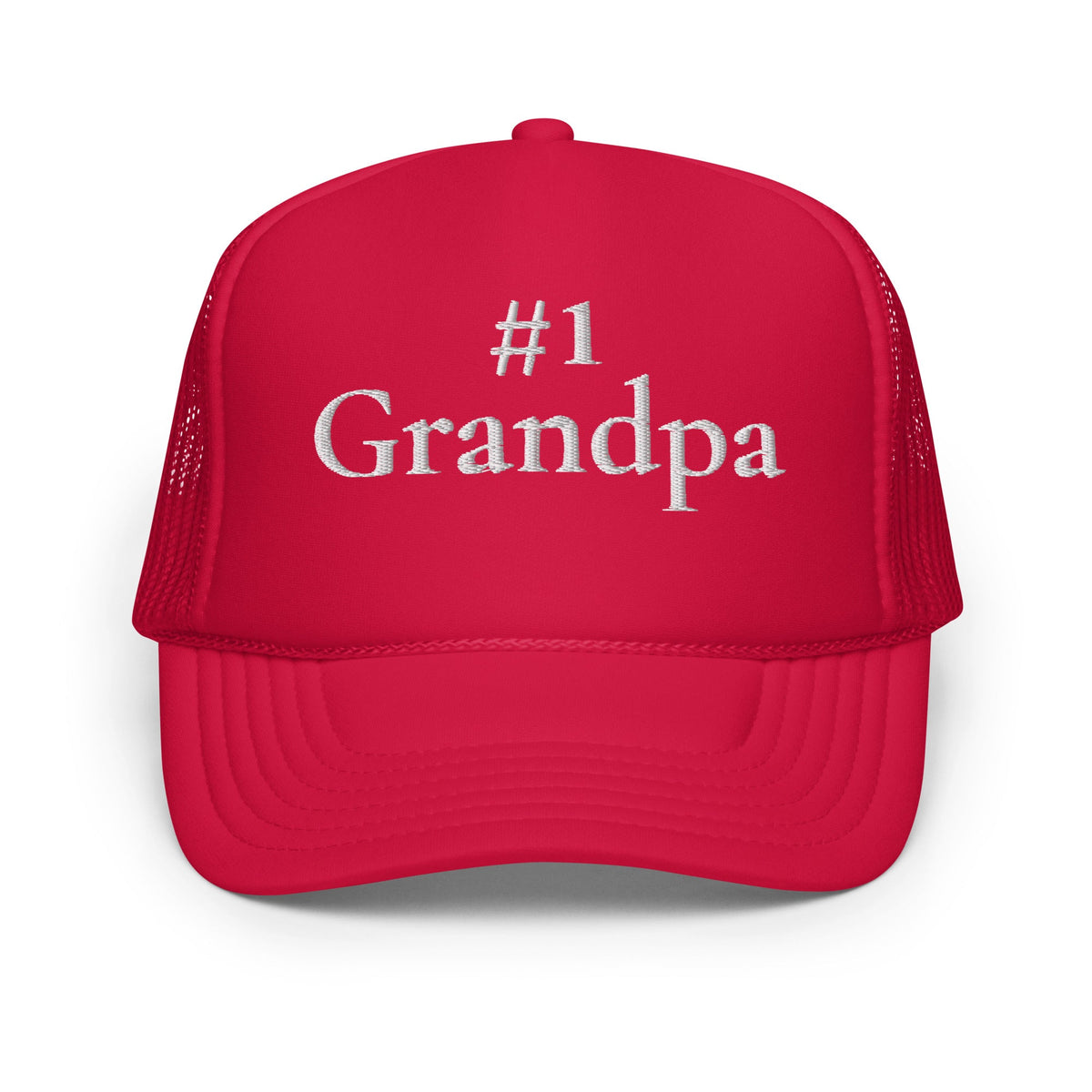 #1 Grandpa Embroidered Foam Trucker Hat White