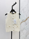 Textured Gold Button Knit Vest