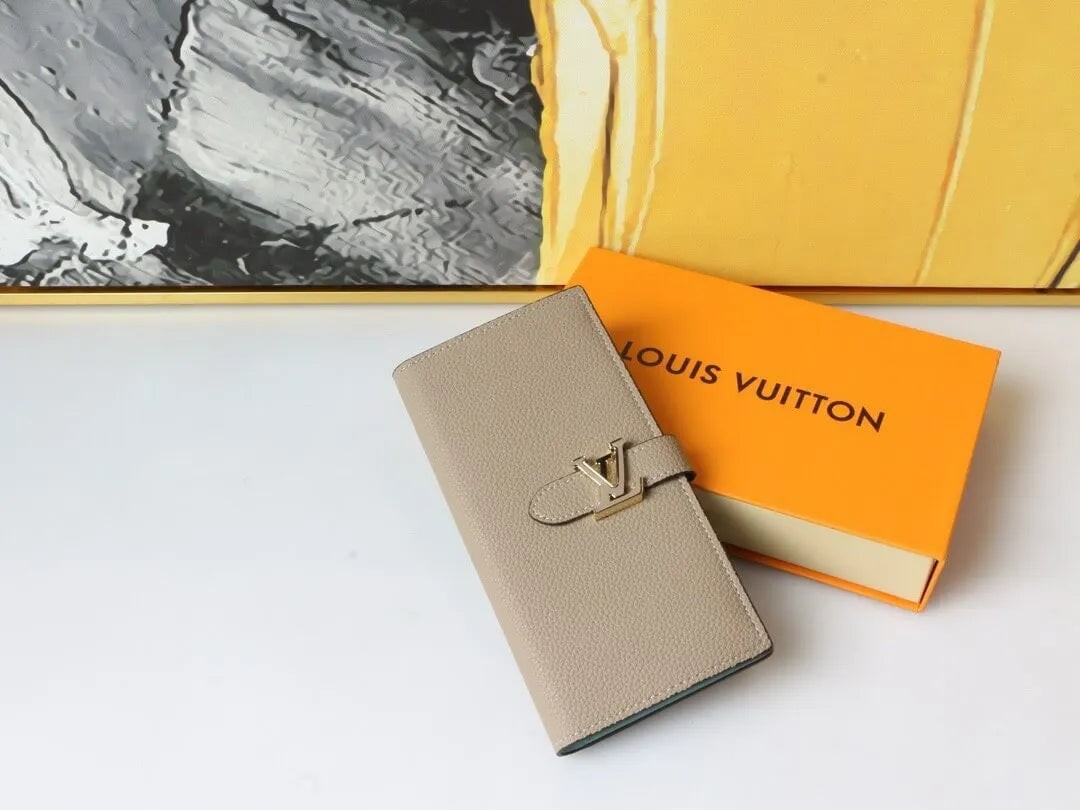 Textured Metal-Buckled Long Wallet