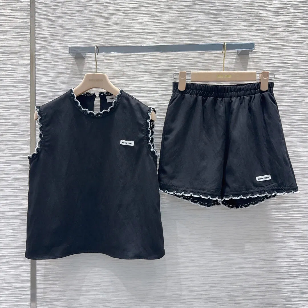 Label Patch Tank Top & Shorts Set