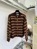Contrast Stripe Loose Knit Cardigan