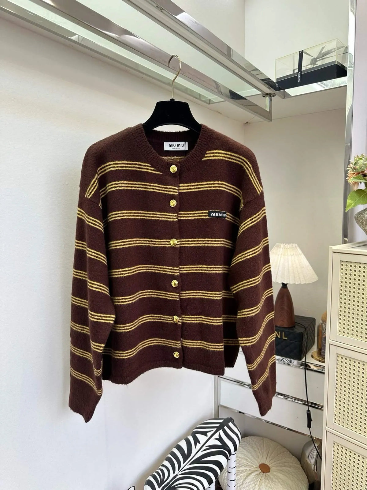 Contrast Stripe Loose Knit Cardigan