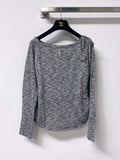 Side Drawstring Heather Knit Long Sleeve
