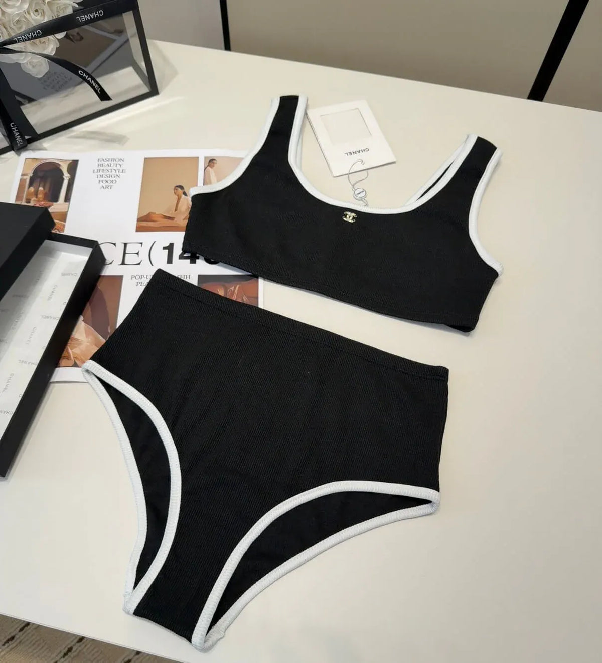 Crop Top High-Waist Swimsuit Set