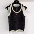 Contrast Chain Trim Knit Vest