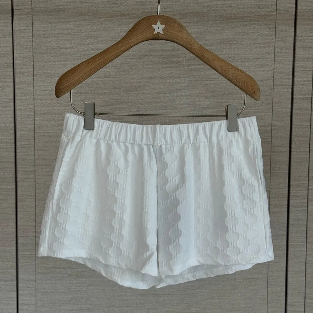 Elastic Waist Jacquard Mini Shorts