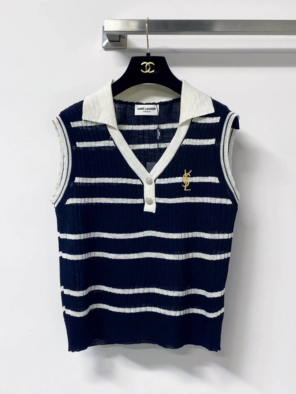 Vintage Striped Collar Knit Vest