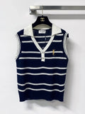 Vintage Striped Collar Knit Vest