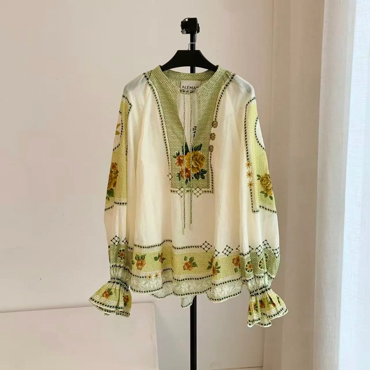 Resort Ramie Shirt and Wide-Leg Pants Set