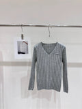 Label Detail Gray Sweater