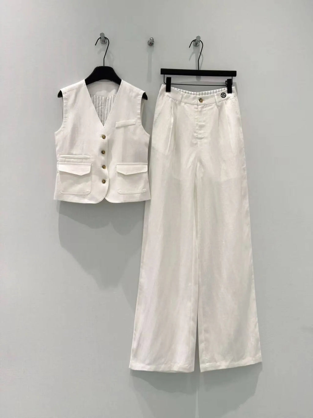Pocket Vest Wide Leg Pant Set