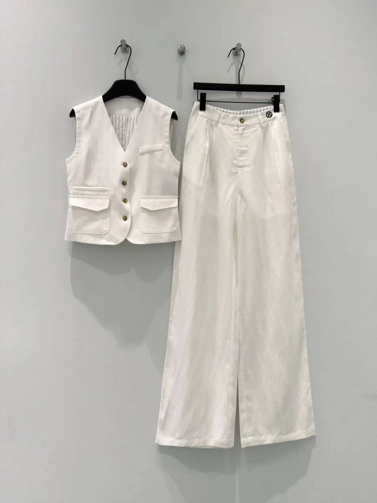 Pocket Vest Wide Leg Pant Set