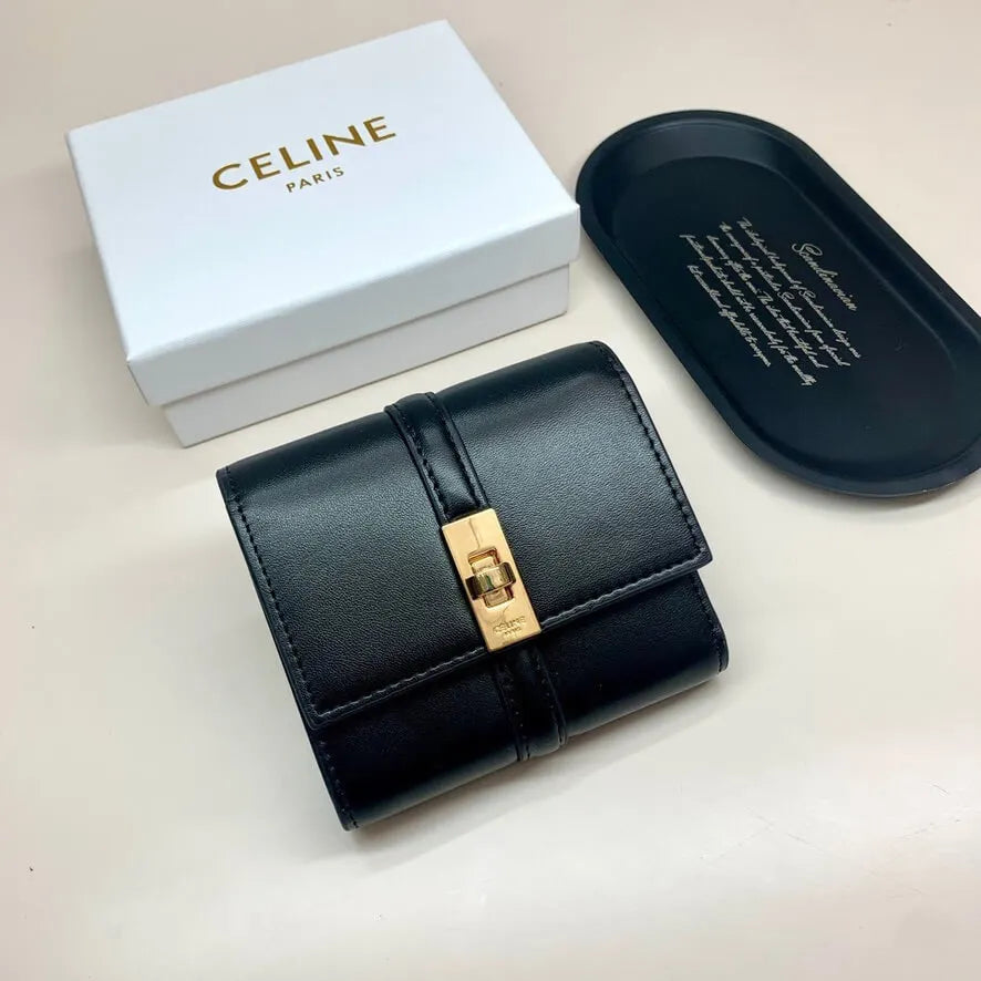 Gold-Buckle Short Wallet