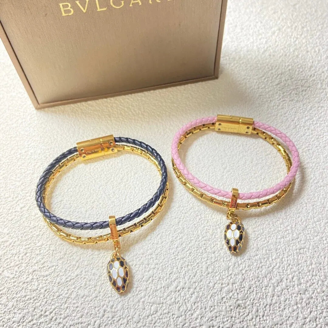 Trendy Snakehead Genuine Leather Braided Bracelet
