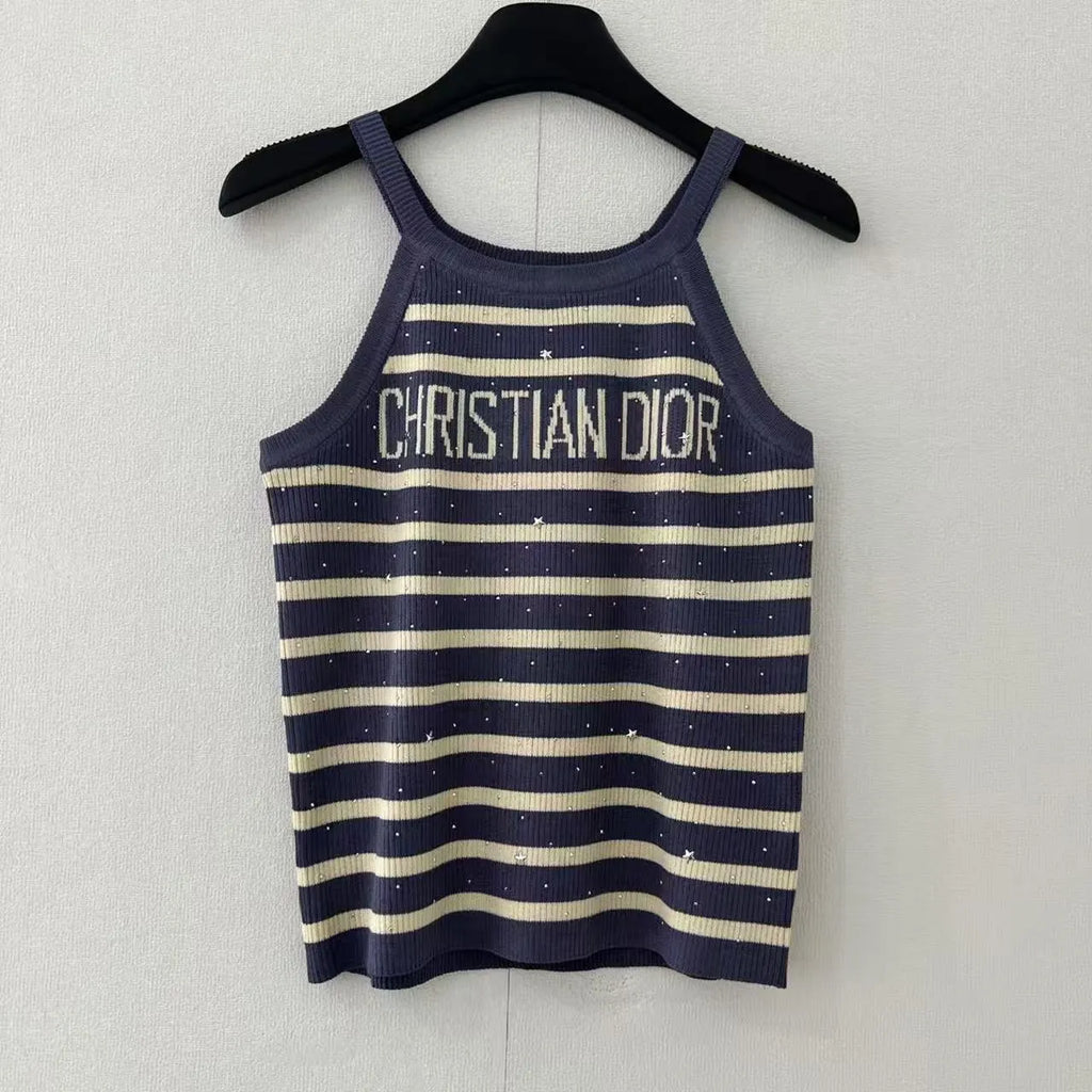 Rhinestone Stripe Detail Vest
