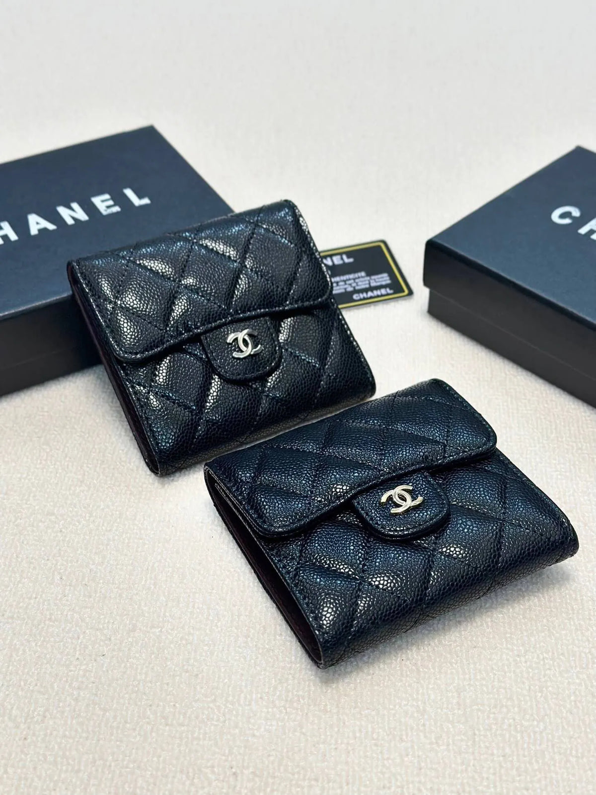 Black Quilted Mini Fold Wallet