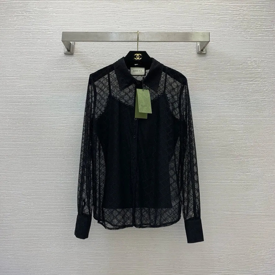 Diamond Jacquard Long Sleeve Shirt